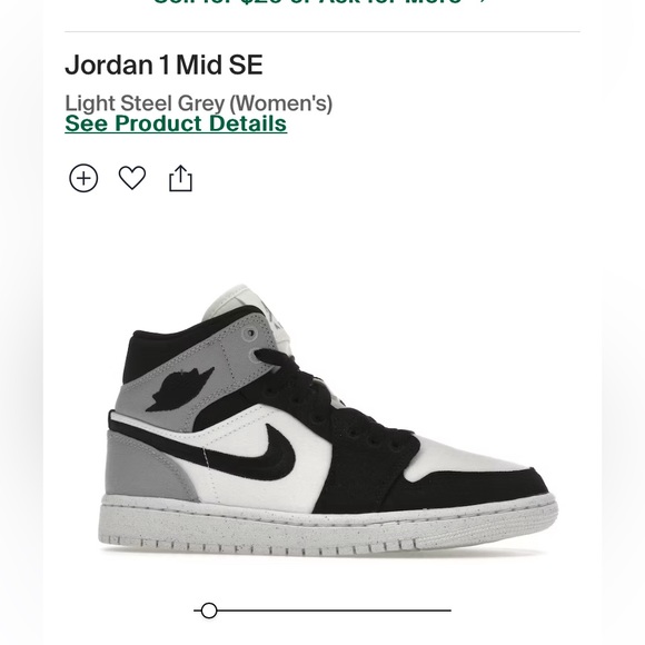 Jordan Shoes - Air Jordan 1 Mid SE Light Steel Gray Womens US Size 8